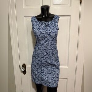 Vintage 1990s Girls Size 16 Floral Dress Blue White LaBelle Sleeveless